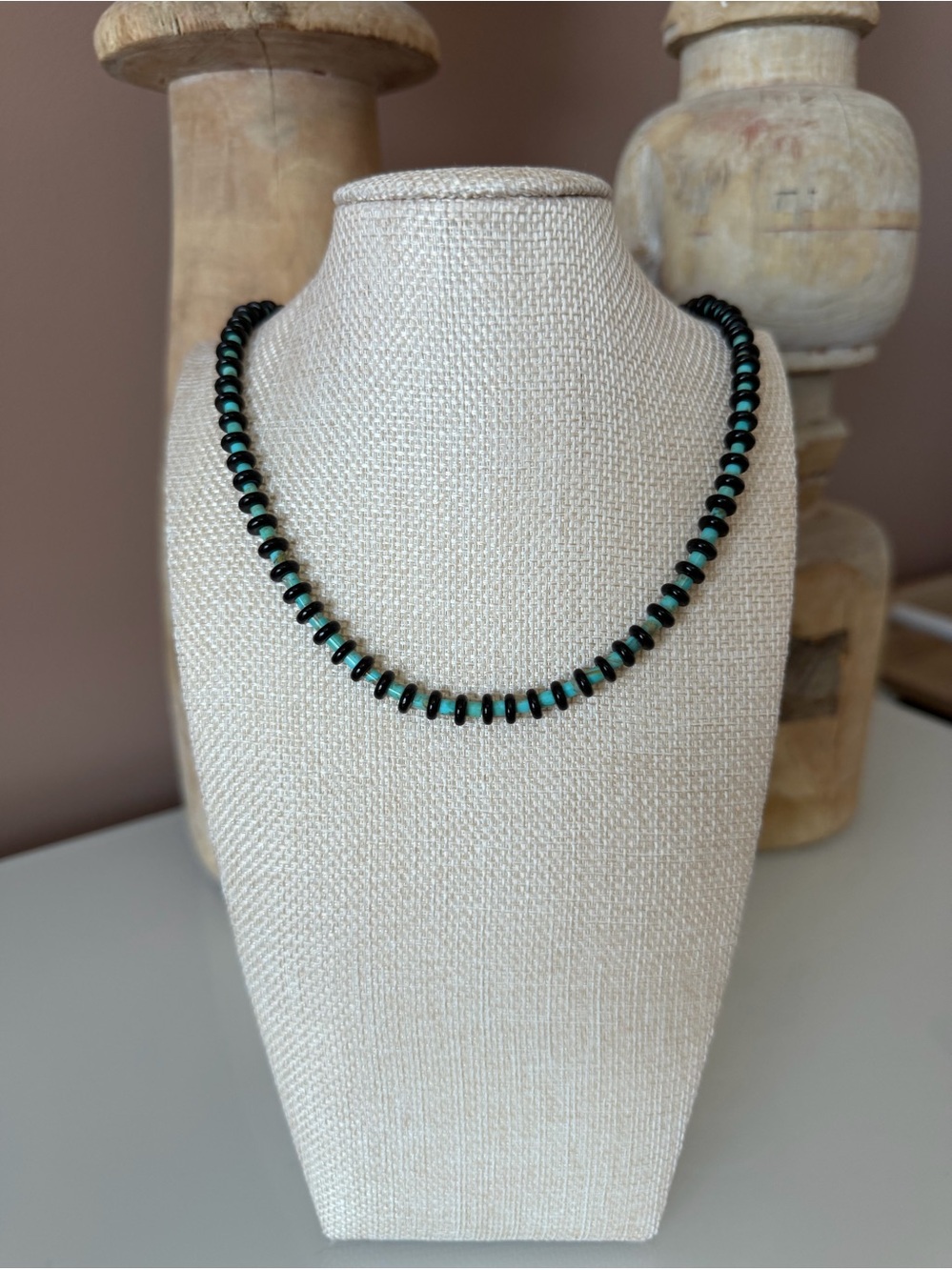 Kingman Turquoise and Black Onyx Necklace.